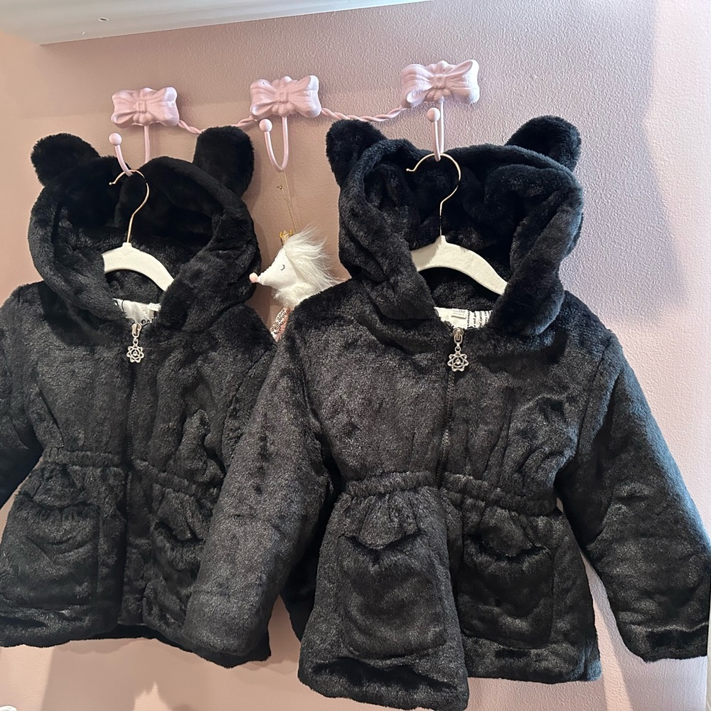 Cozy Black Kids Jacket with Ears - Picture 2 of 3